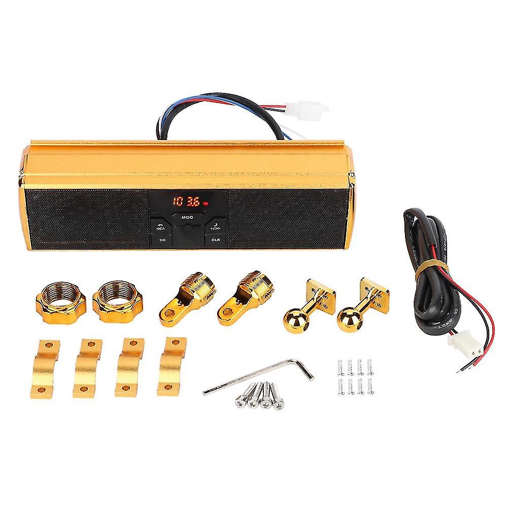 Motorcycle Modification Handle Bar Audio System Anti-side Water-proof Sound System(golden)
