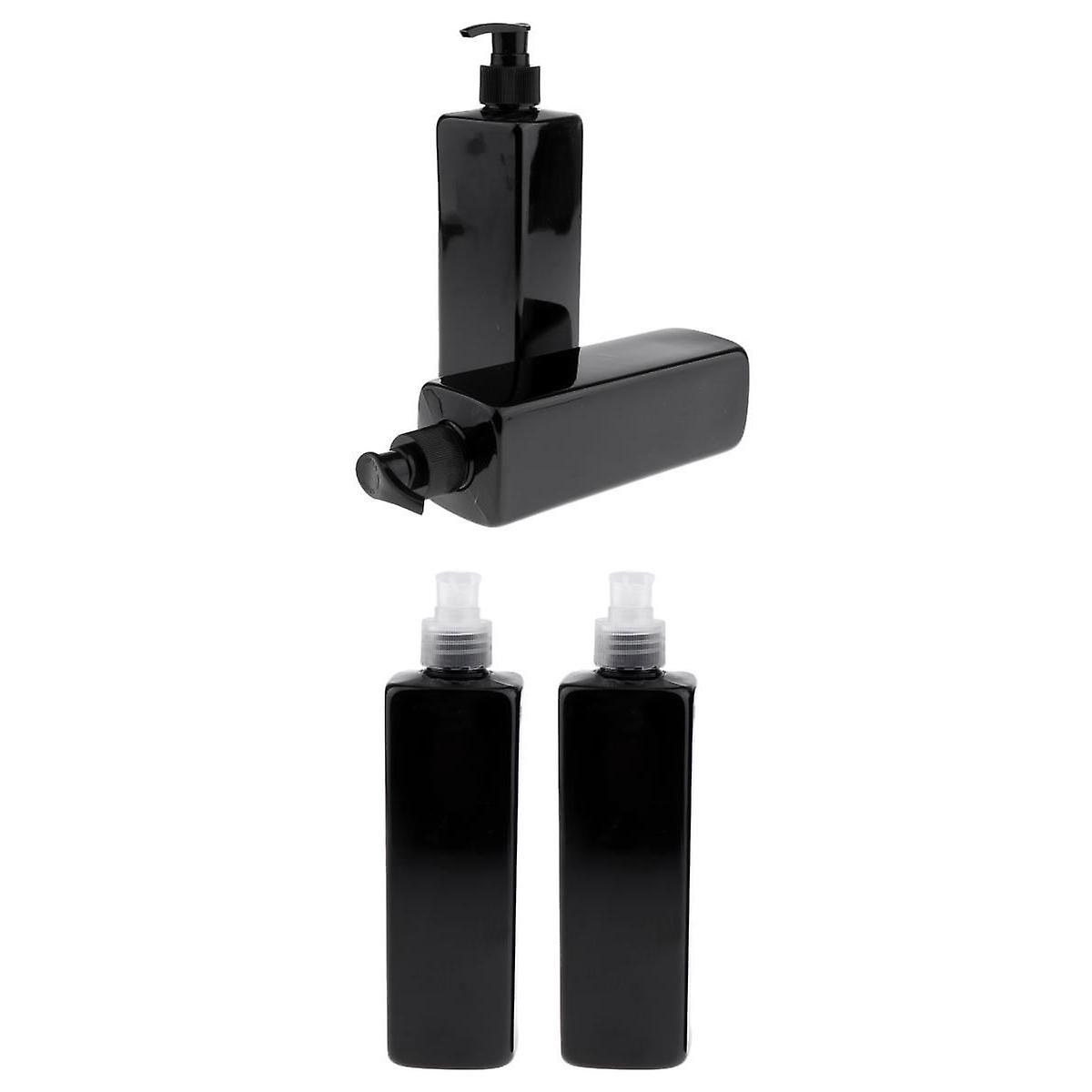 4Pcs Empty Plastic Shampoo Bottles with Lotion Pumps 500ML Clear&Black Pump