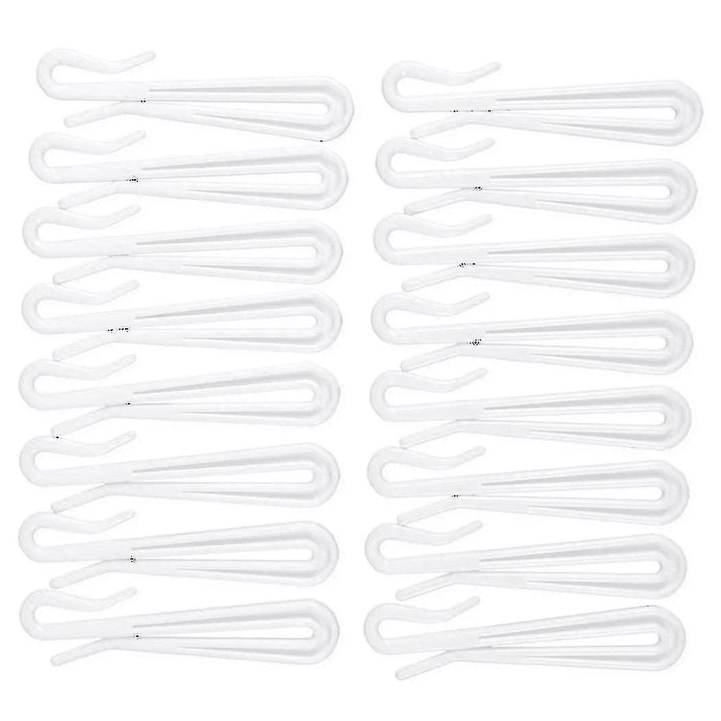 Plastic Window Curtain Hooks 16 Pcs White