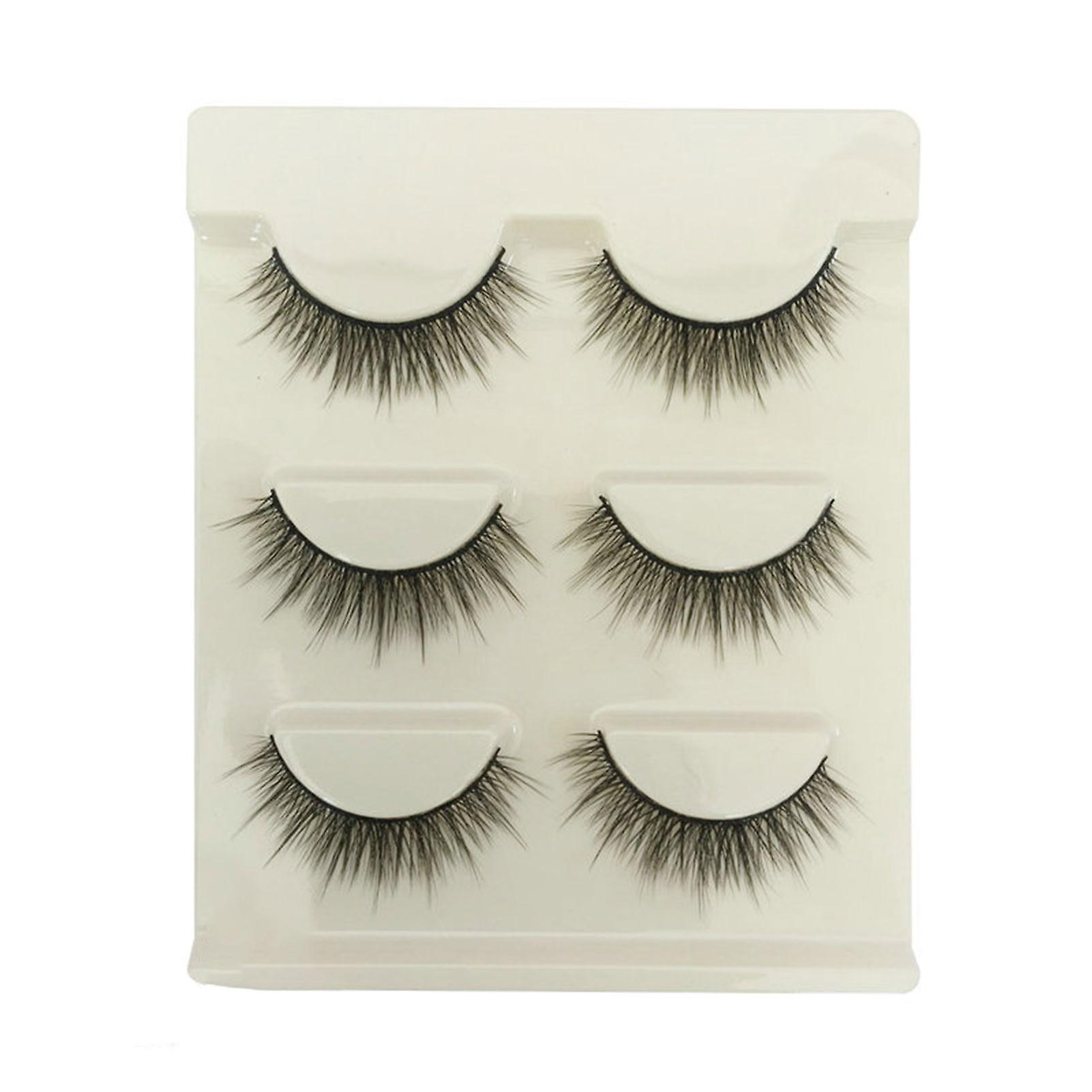 3 Pairs 3d Dense False Eyelashes Reusable Makeup Soft Natural Look Lashes