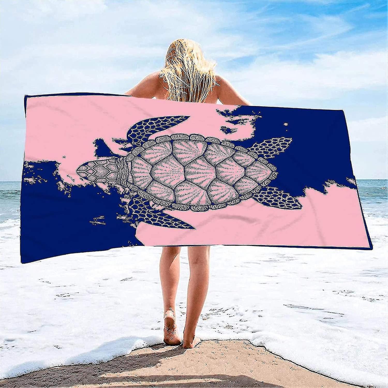 Microfiber Beach Towel Super Lightweight Watercolor Turtle Pattern Bath Towel Sandproof Beach Blanke
