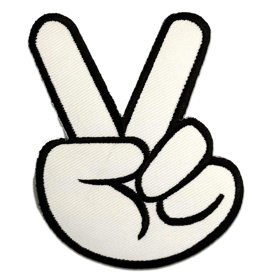Patch - Peace Finger - White - 6.5 x 4.8 cm - Appliques Patch