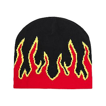 Cappello invernale da uomo con stampa di fiamme, spesso e caldo, con protezione per le orecchie, in maglia, accessorio per costumi
