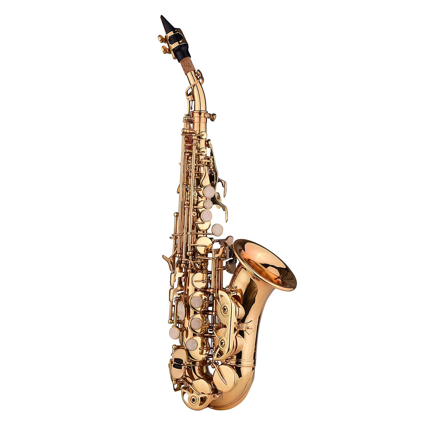 Mini Bb Soprano Saxophone Sax Brass Material Gold Laquer Surface Woodwind Instrument with Carry Case