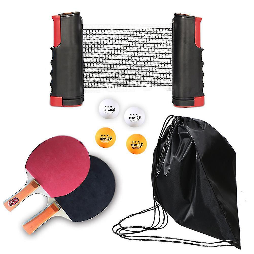 Set di racchette da ping pong portatile Set di racchette da ping pong Rack telescopico con 1 paio di paddle da ping pong 4pcs kit palline