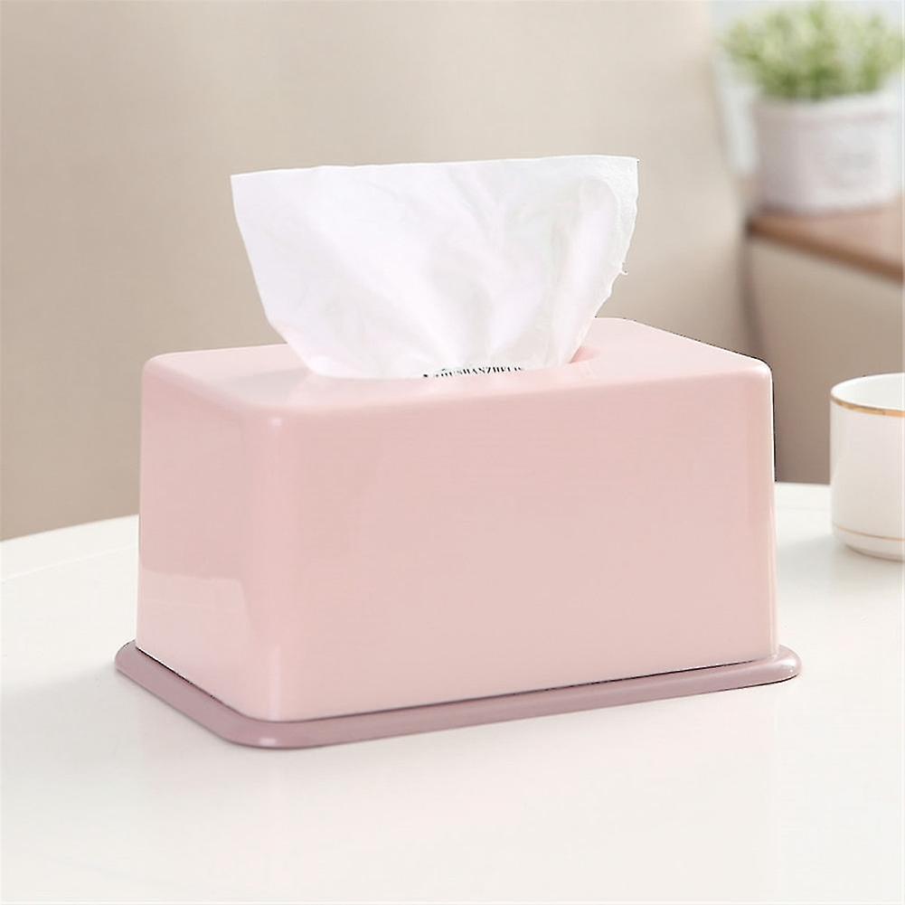 1Pc Simple Tissue Box Plastic Tissues Holder for Home Bathroom Office Car(Pink)
