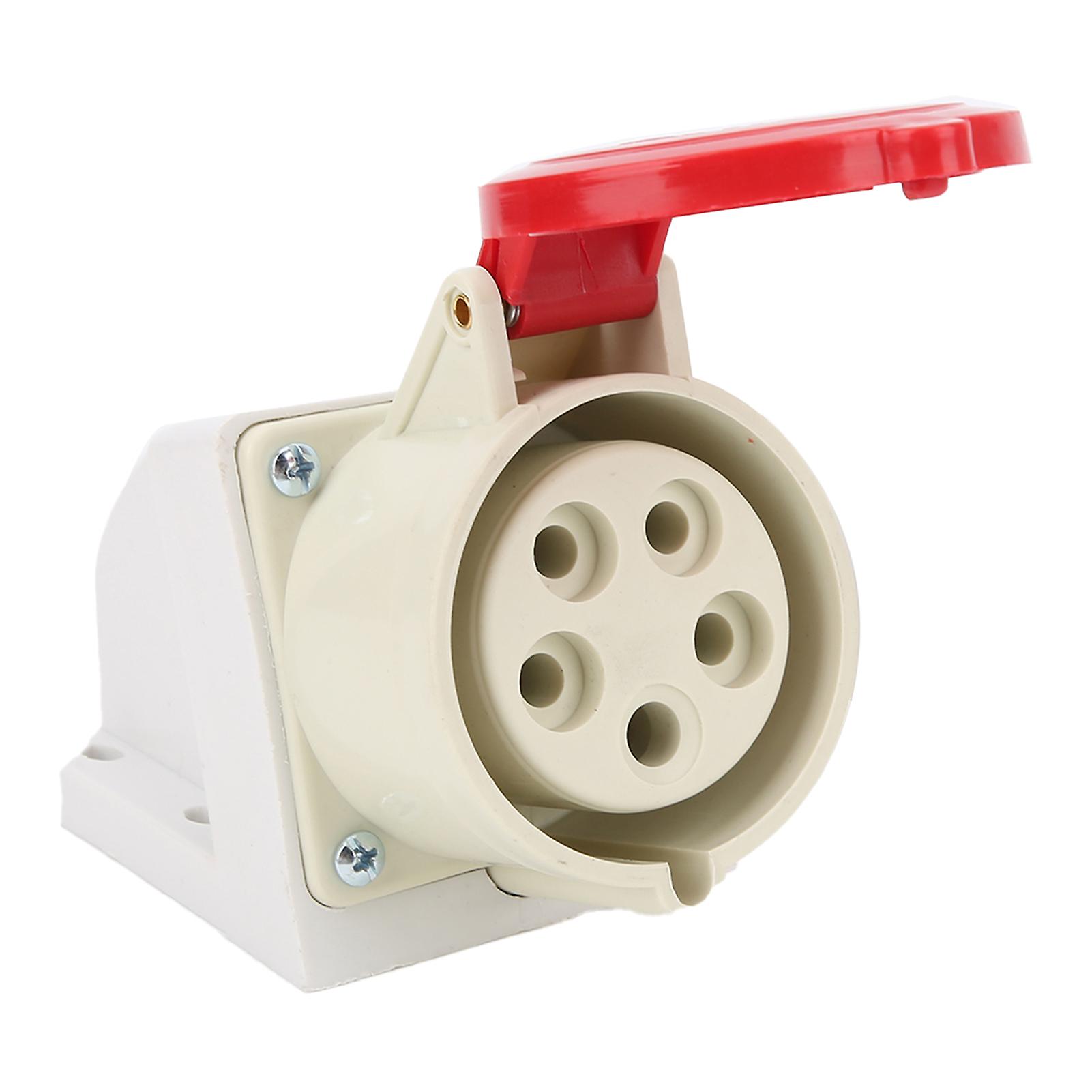 Waterproof 5-Pin Wall Mount Industrial Socket - 3 Phase, 32A, IP44, Durable Insulation