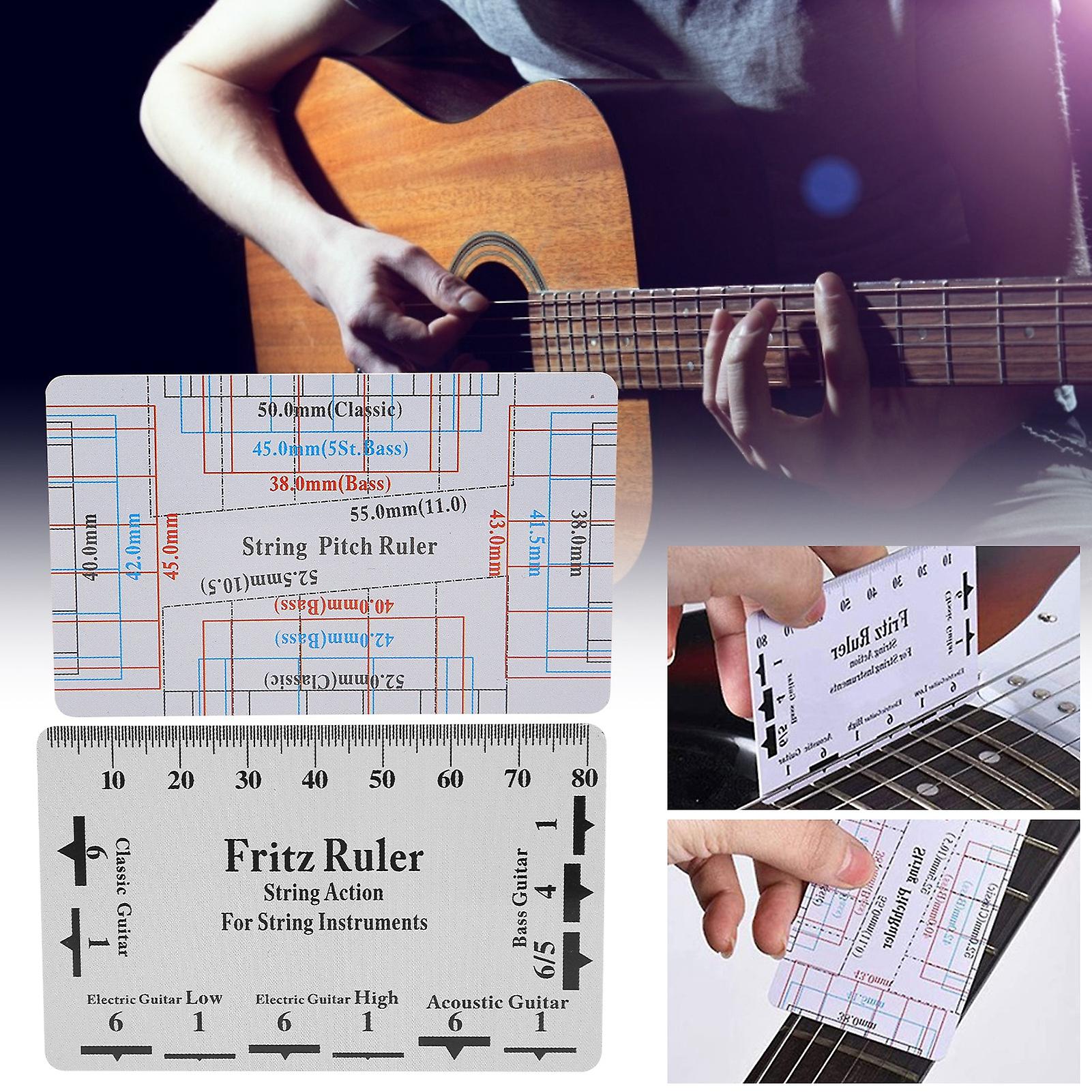 String Action Gauge Ruler Measuring Tool for Electric & Acoustic Guitar