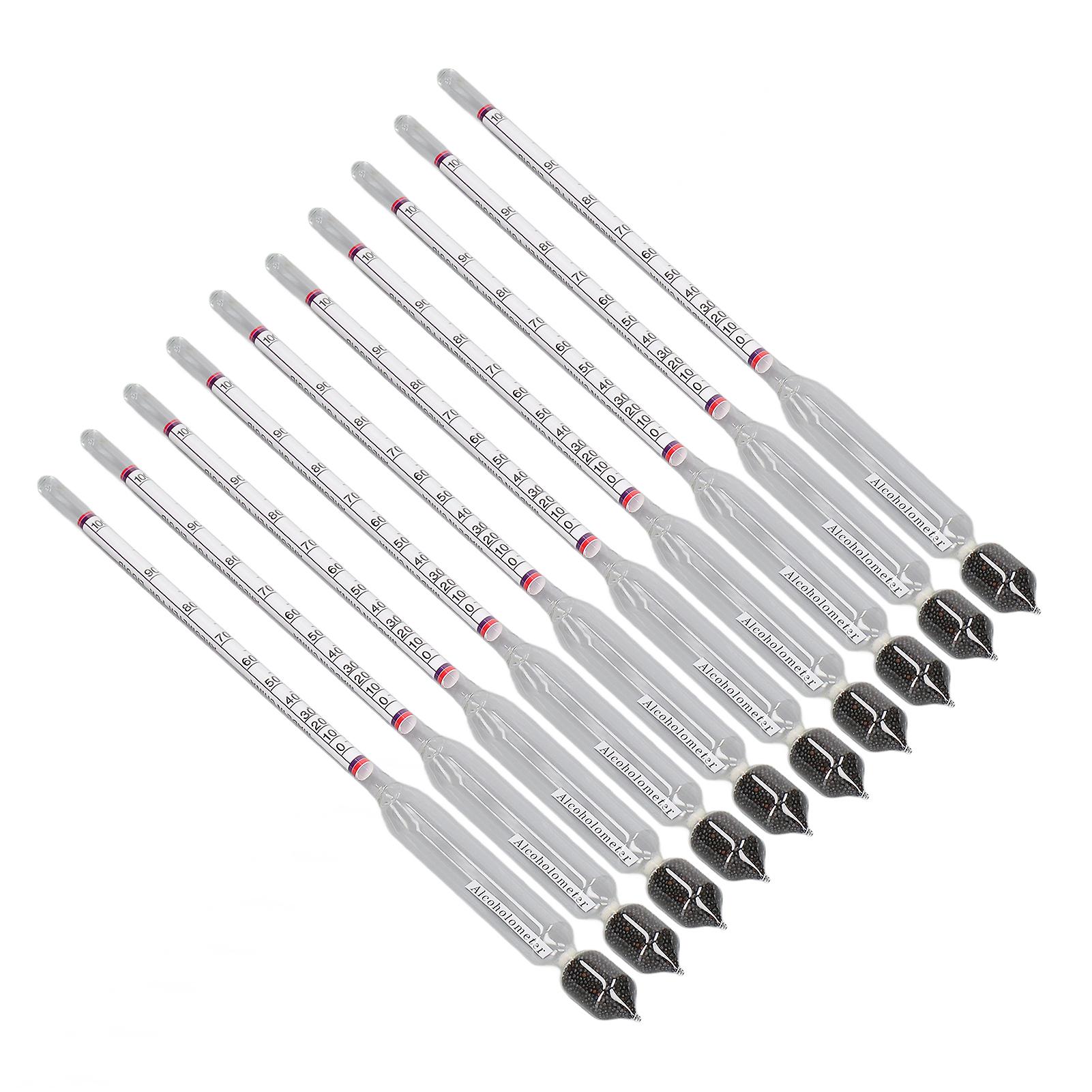 10 Pcs Wine Alcohol Meter 0‑100° High Accuracy Glass Hydrometer for Laboratory Home