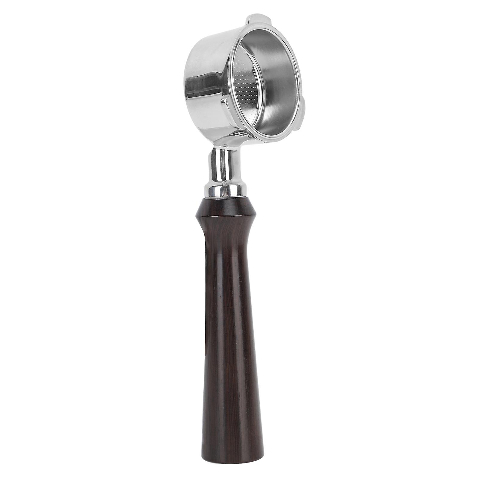 51mm Bottomless Portafilter Stainless Steel 3 Ears Bottomless Filter Holder Portafilter with Wooden Handle for Coffee Machine Replacement Part Style 2