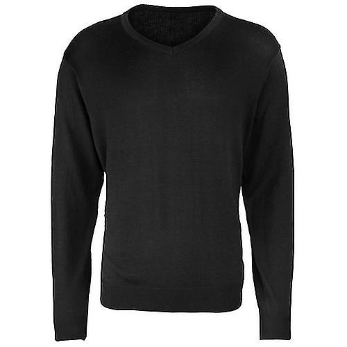 Premier Mens Knitted Cotton Acrylic V Neck Sweatshirt