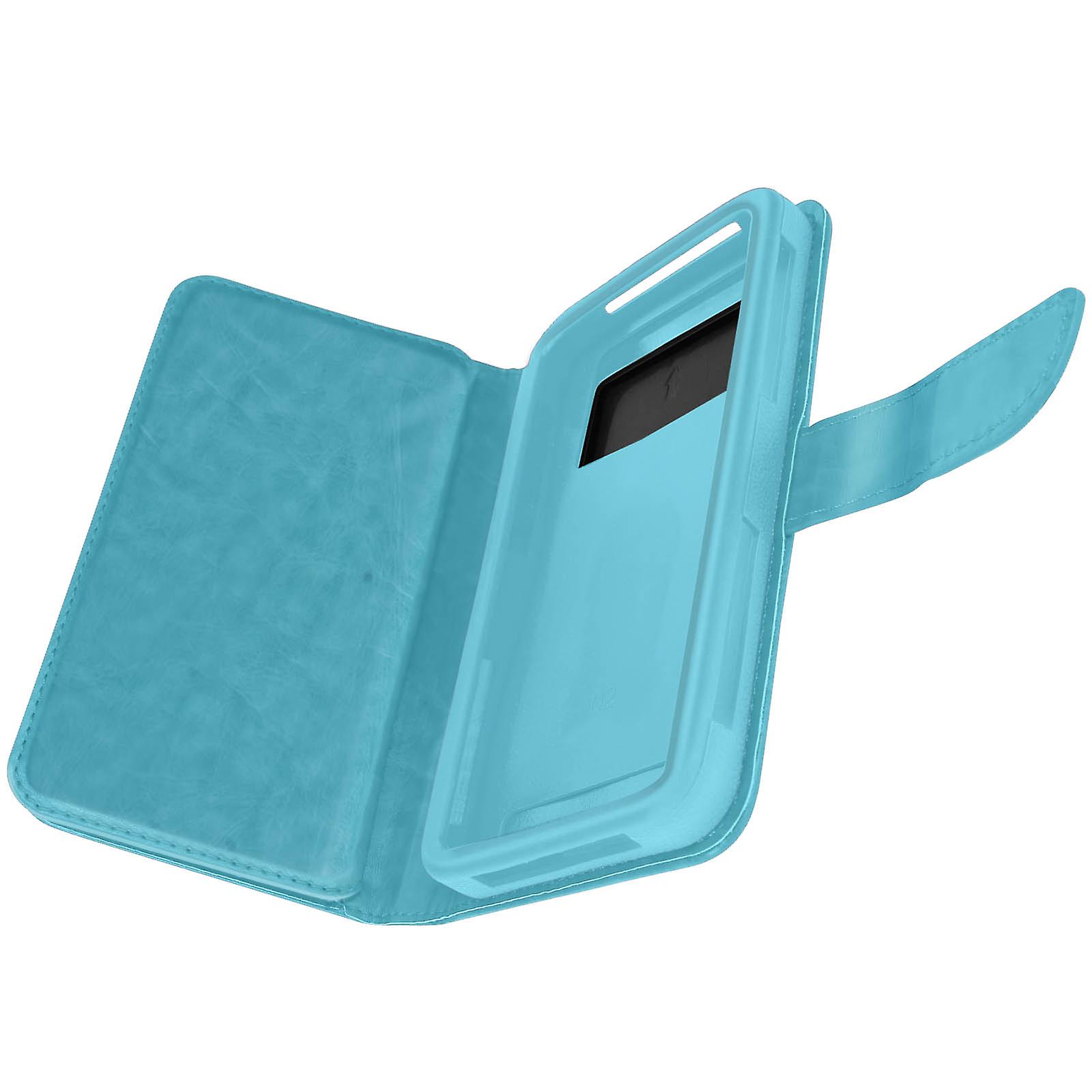 Universal Smartphone wallet case, with 6 card slots, size: 3XL - Light blue