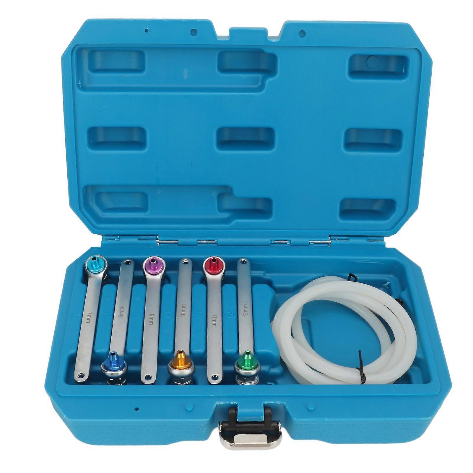 7-12mm Brake Bleeder Wrench Kit, 12 Point Wrench, Oil Drain Hose with Check Valve for Car, Van, SUV
