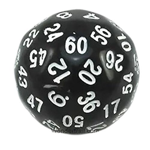 BLACK/WHITE Koplow d60 Single Opaque 35 Mlimieters Dice with Numbers