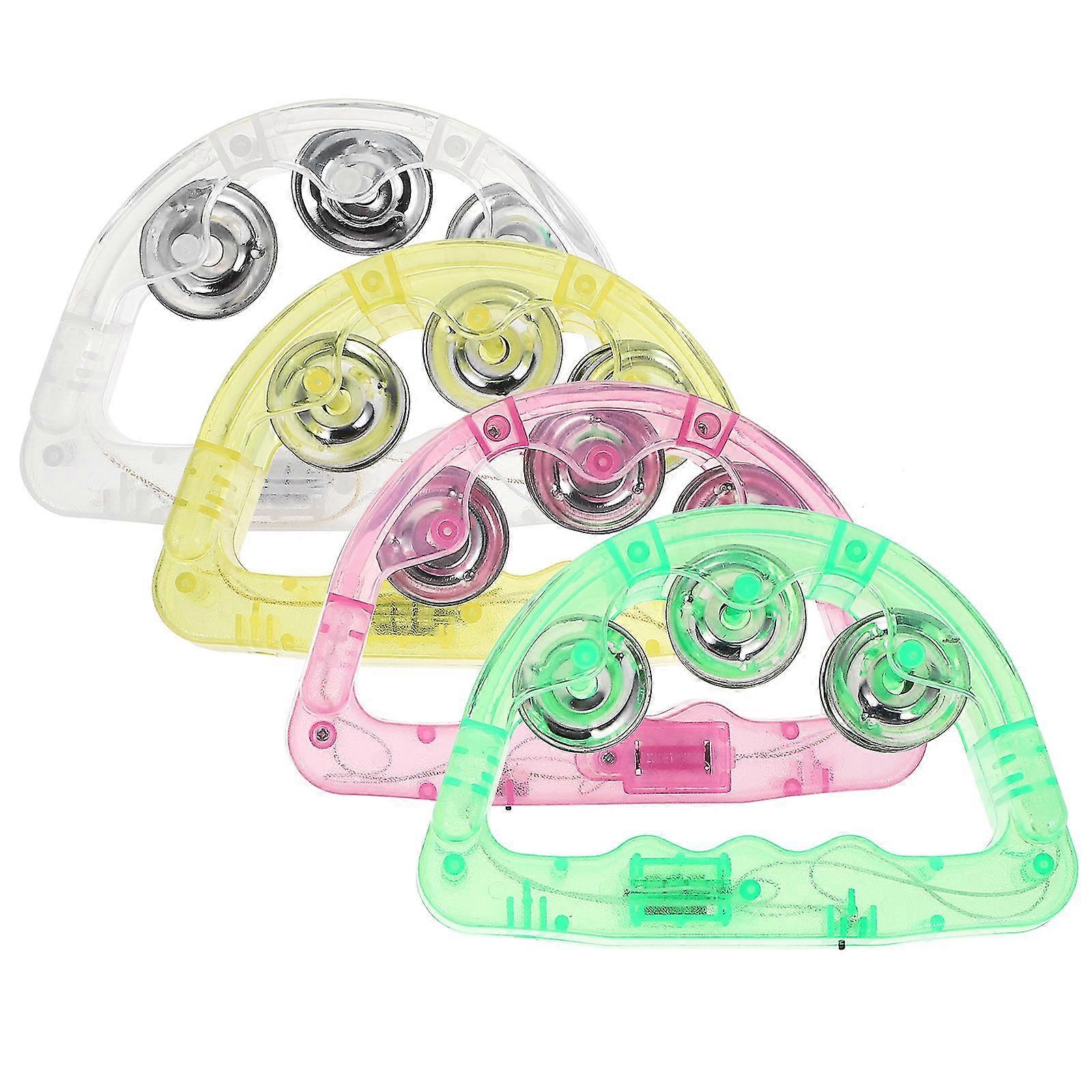 8pcs Flashing Handbells Interesting Tambourines Funny Light Up Tambourines Z
