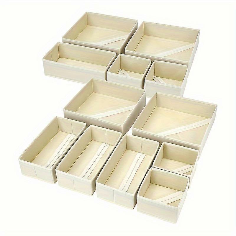 12-Piece Dimj Fabric Drawer Organizer Set For Clothes, Socks, Bras & Ties - Foldable Canvas Bins For Bedroom & Dresser