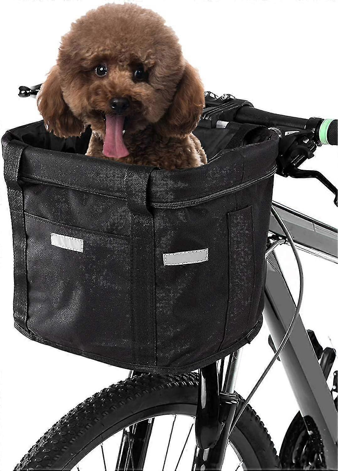 Bicycle Basket Front Detachable Waterproof Bike Handlebar Basket Pet Carrier Frame Bag