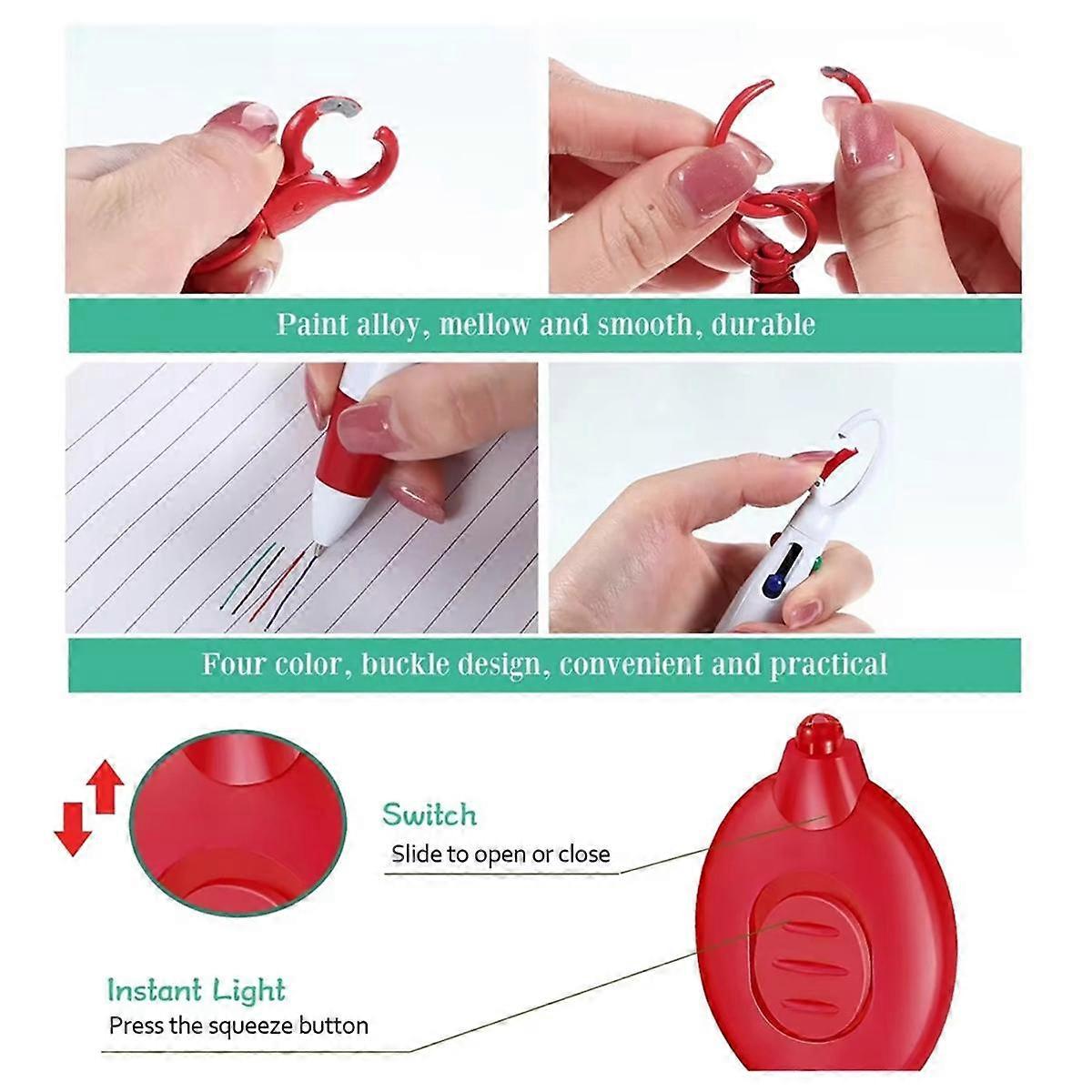 Nurse Pen Set, Badge Reel Pen Include Highlighter Permanent Marker Pen Led Keychain Flashlight Ball
