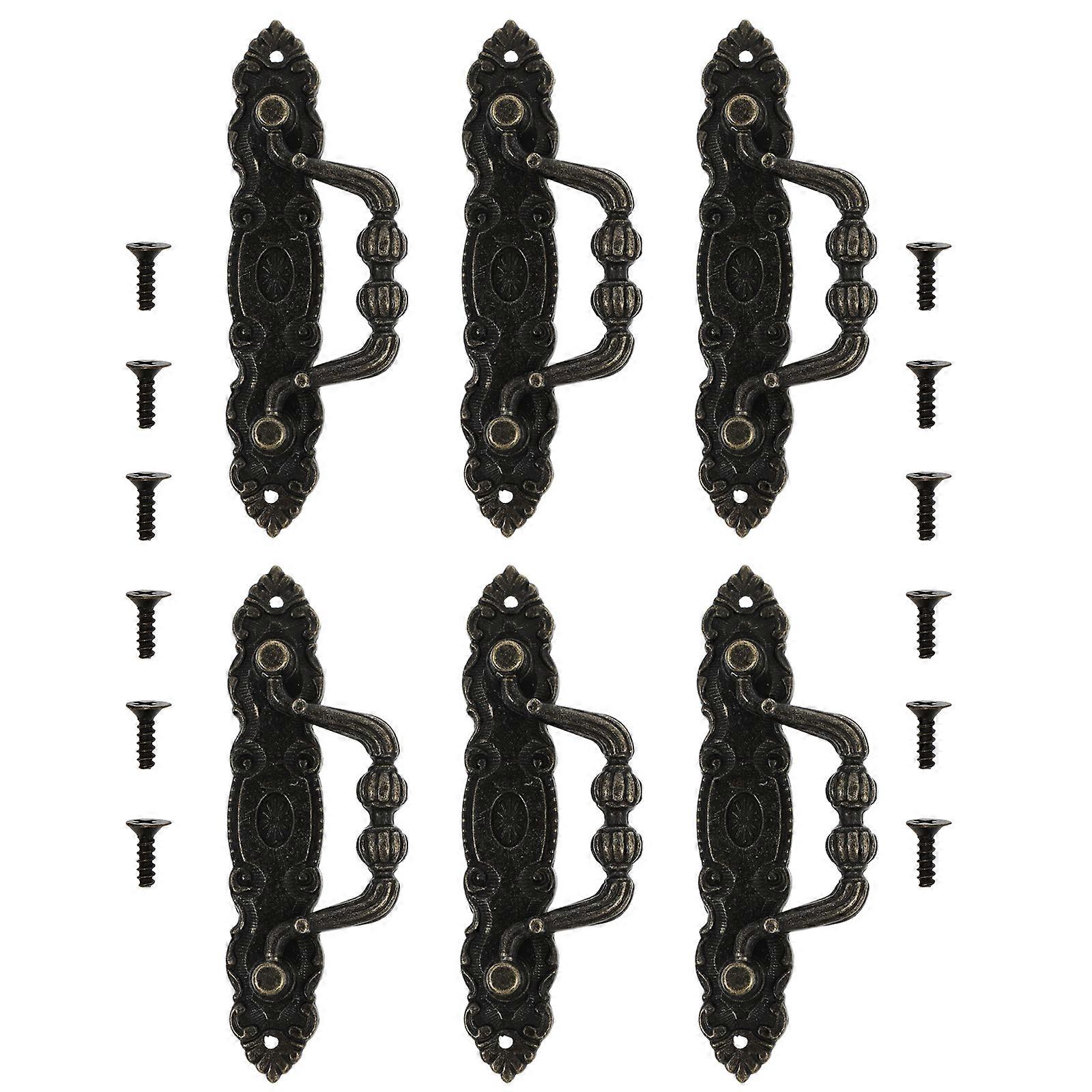 6Pcs Drawer Pulls Vintage Style Handles Zinc Alloy Cabinet Handles Pulls