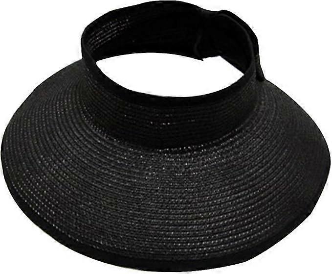 Women's UPF 50+ Wide Brim Roll-up Straw Sun Hat Sun Visor