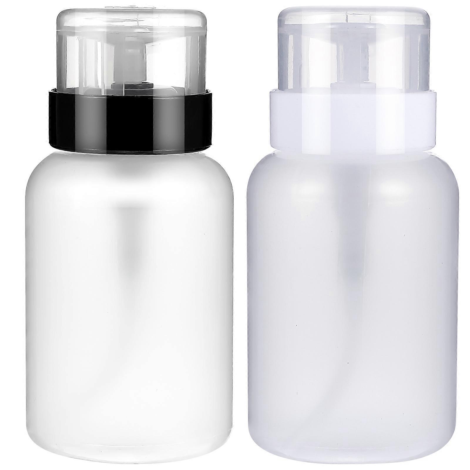 2 Pcs Pump Dispenser Bottles for Nail Polish Remover Push Down Empty Plastic Makeup Remover Alcohol Liquid Pumping Dispenser Bottles
