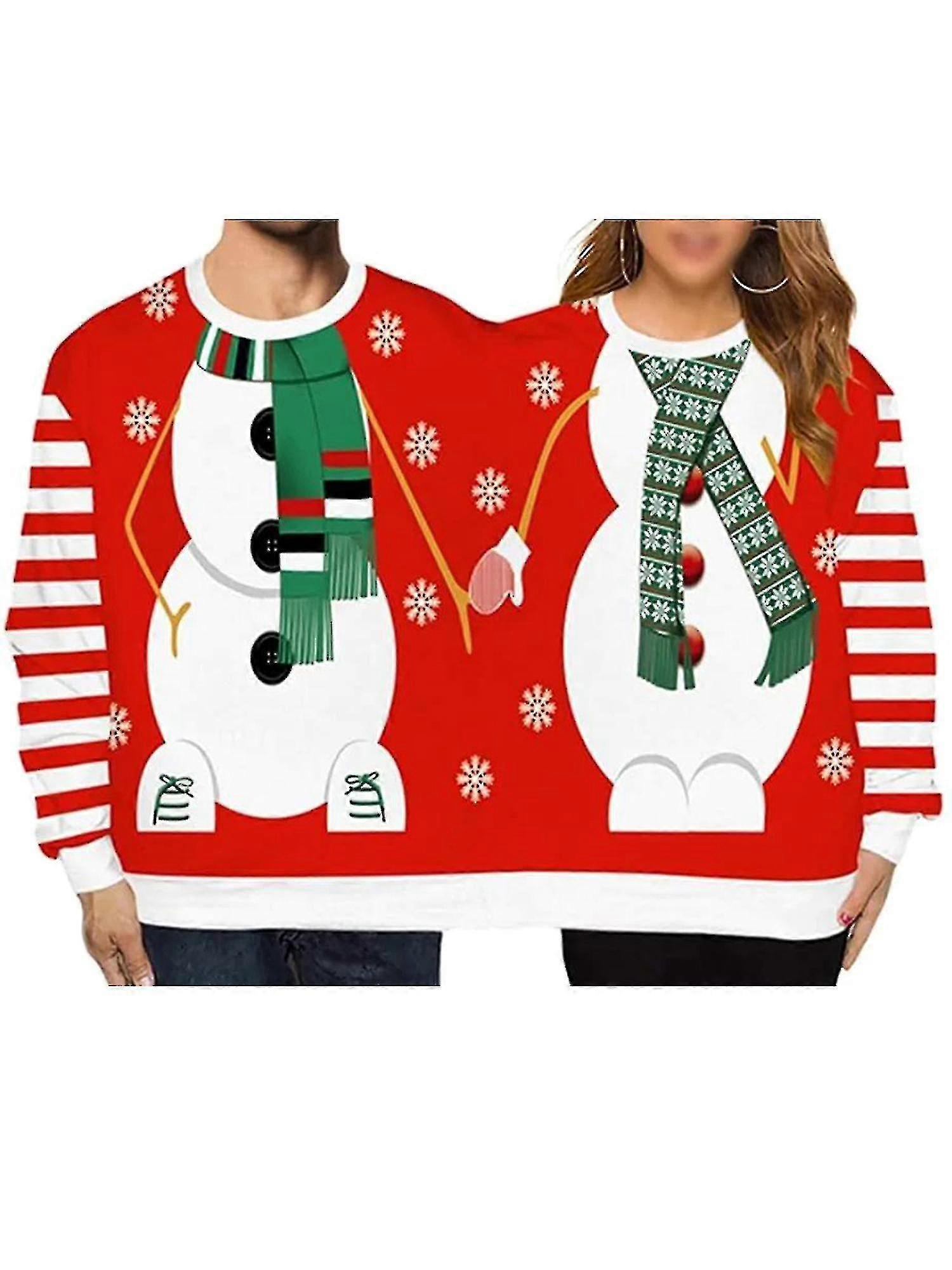 Kétszemélyes csúnya karácsonyi pulóver női férfi összevont iker 3d nyomtatott pár pulóver vicces hl1