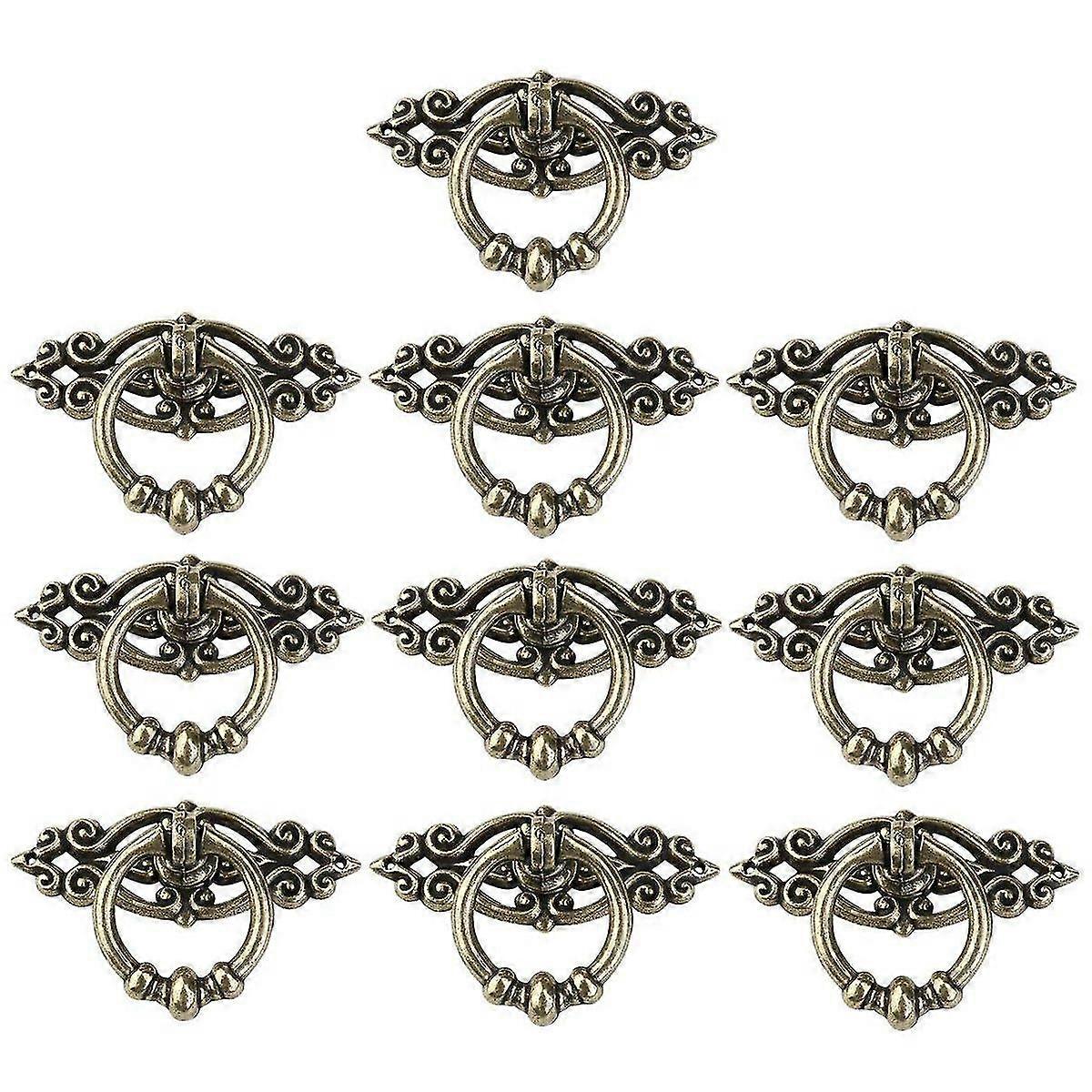 10pcs Vintage Kitchen Cabinet Cupboard Dresser Door Drawer Ring Pull Handles Knobs (antique Brass)