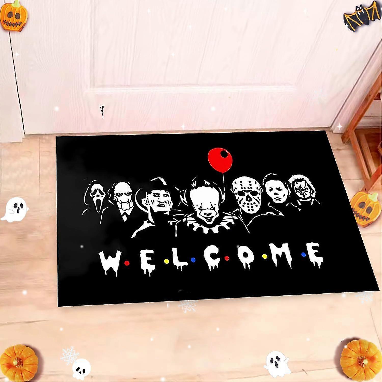 ممسحة ترحيبية هالوين الرعب - 1.6 × 2.6 قدم ، ديكور خارجي مثالي للخريف لبابك الأمامي ، ممسحة ذات طبقات ، سجادة قابلة للغسل للشرفة