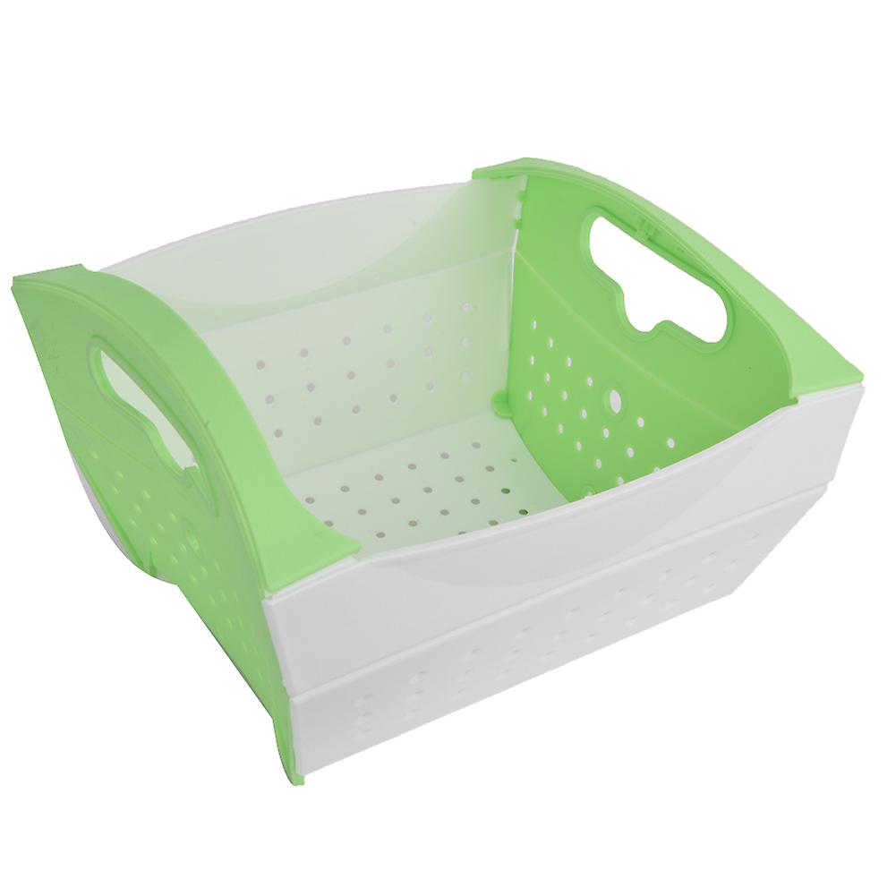 Fruit Vegetable Folding Wash Draining Basket Silicone Kitchen Strainer Colander(Green)