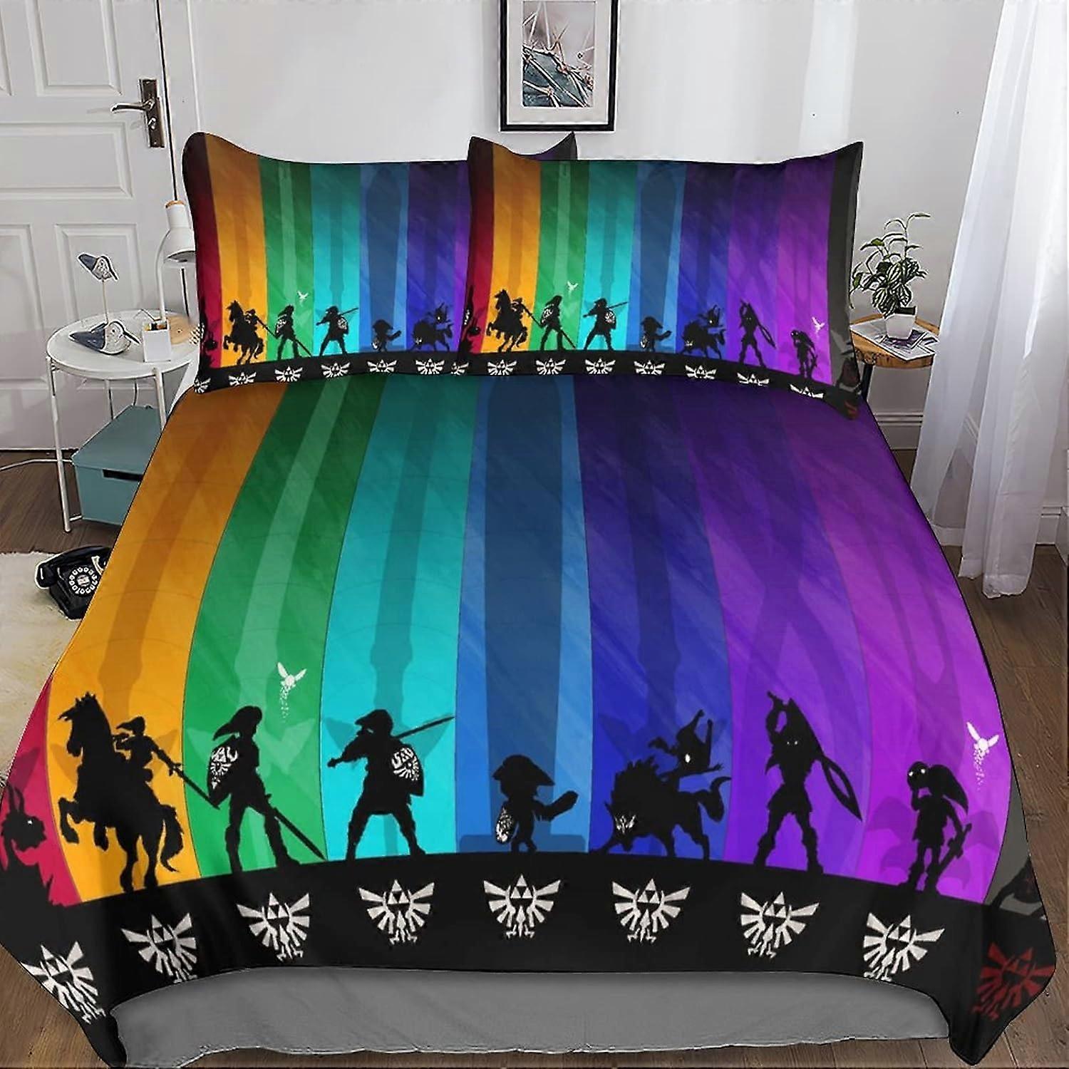 The Legend of Zelda Bedding Set with 3D Printed Duvet Cover, Microfiber Zipper Closure with Pillowcases, for Boys, Girls and Adults Double