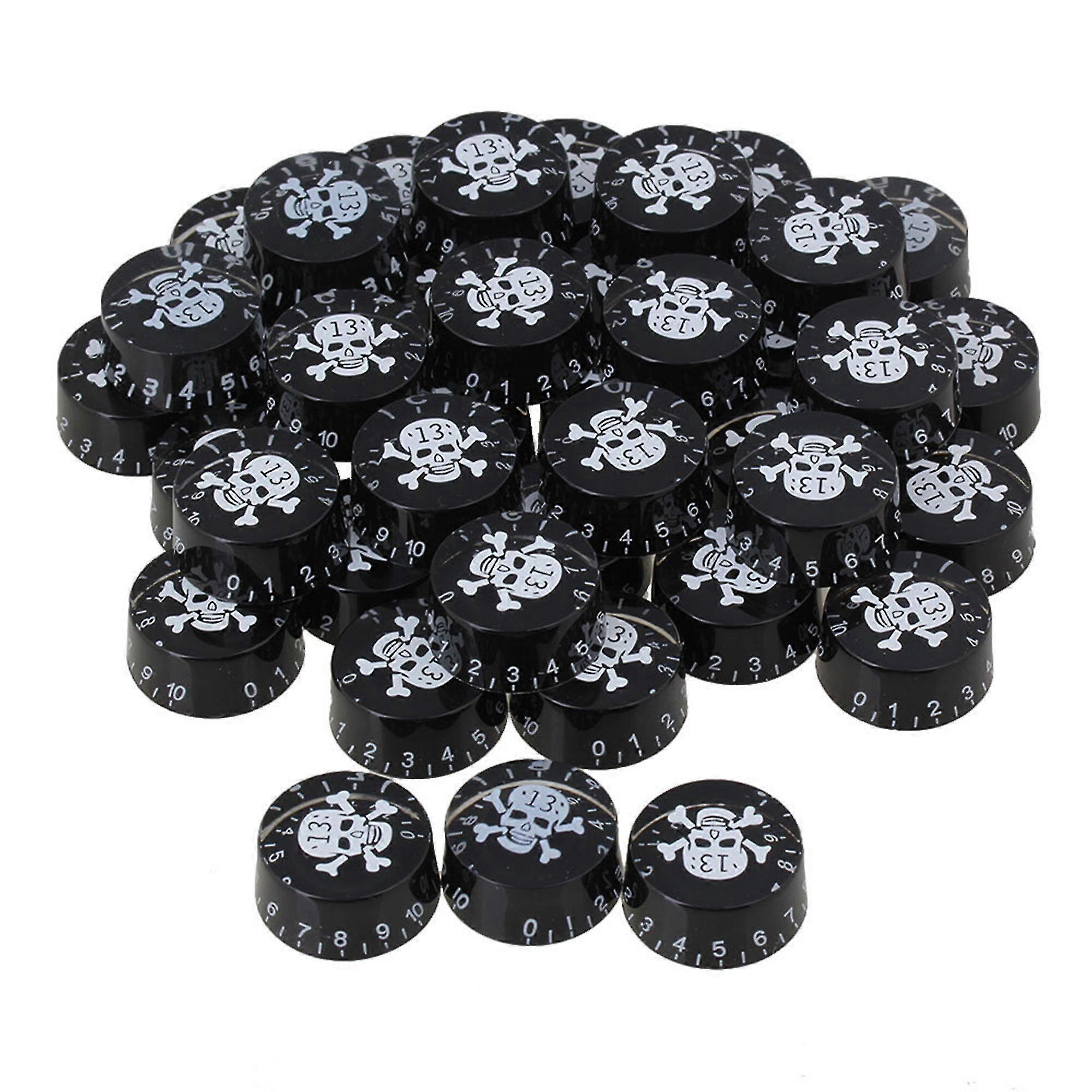Black Volume Tone Speed Control Knobs White Skull for Electric Guitar Set of 80