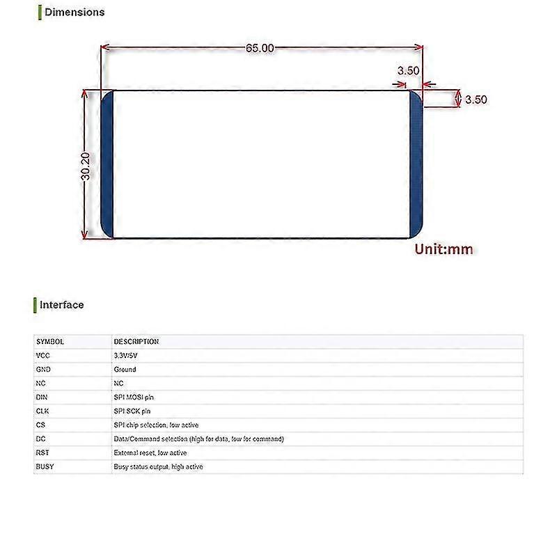 Waveshare 2.13inch E-ink Display Hat, 250x122 Resolution 3.3v/5v