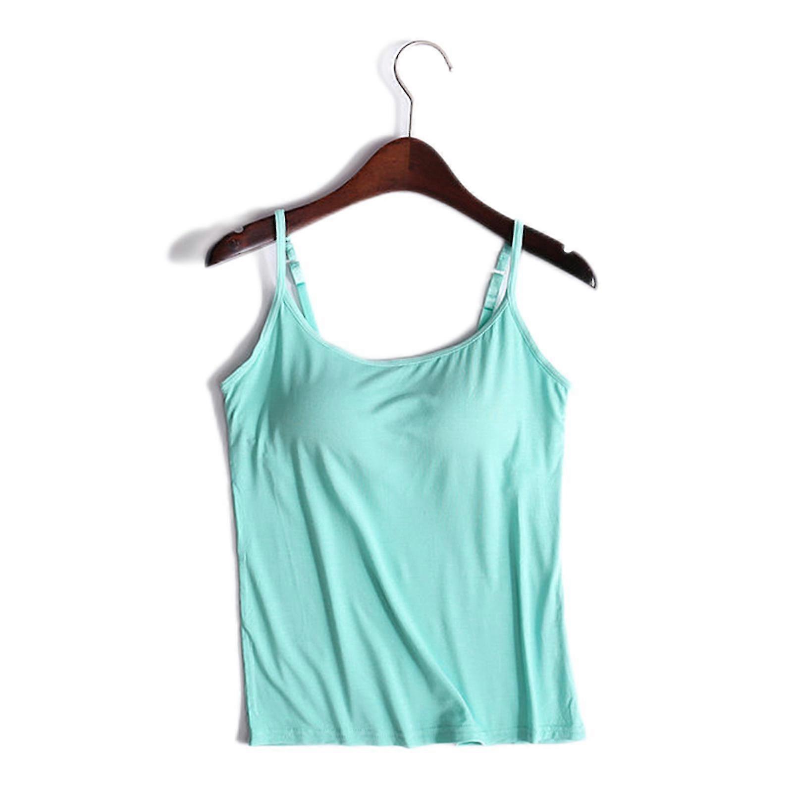 قمم كاميسول نسائية مع بنيت في حمالة صدر الرقبة سترة مبطنة سليم صالح تانك قمم