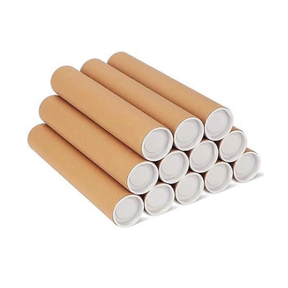 12 Pack Mailing Tubes com tampas para cartazes de embalagem, 2X12 polegadas Cardboard Mailers Tube, Poster Tub