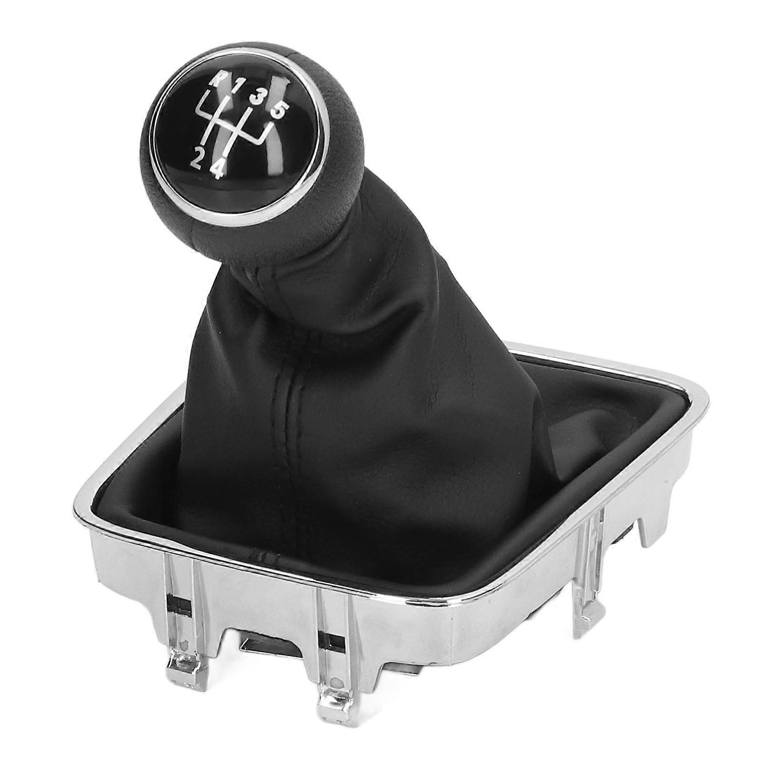 Gear Shift Knob Boot Set 5 Speed PVC Leather Durable Gearstick Shifter Lever Gaiter Kit Black Cap