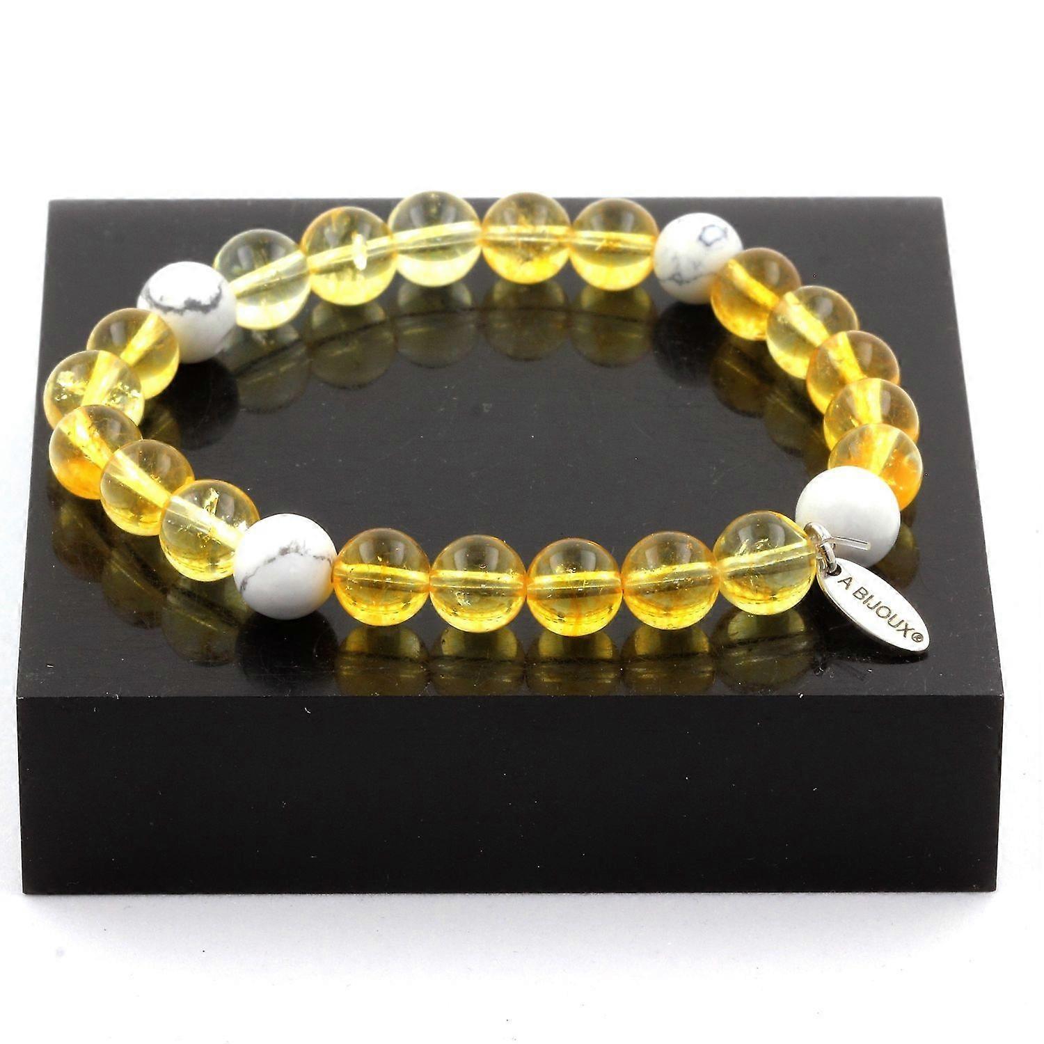 Citrine + Howlite Bead Bracelet 8 mm
