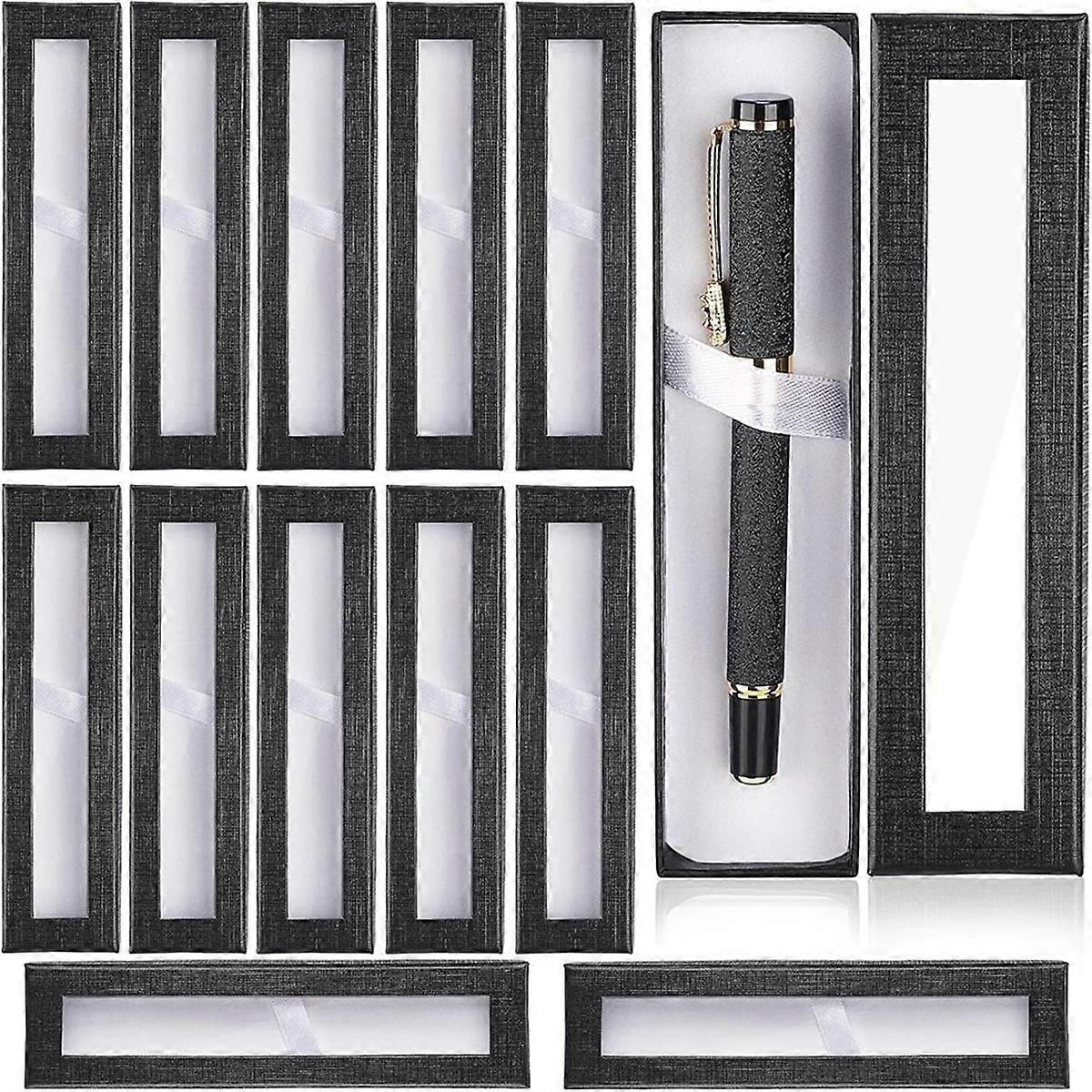12PCS Empty Pen Gift Box with Clear Lid, Cardboard Pen Case, Pen Packaging Box for Pencil Ballpoint