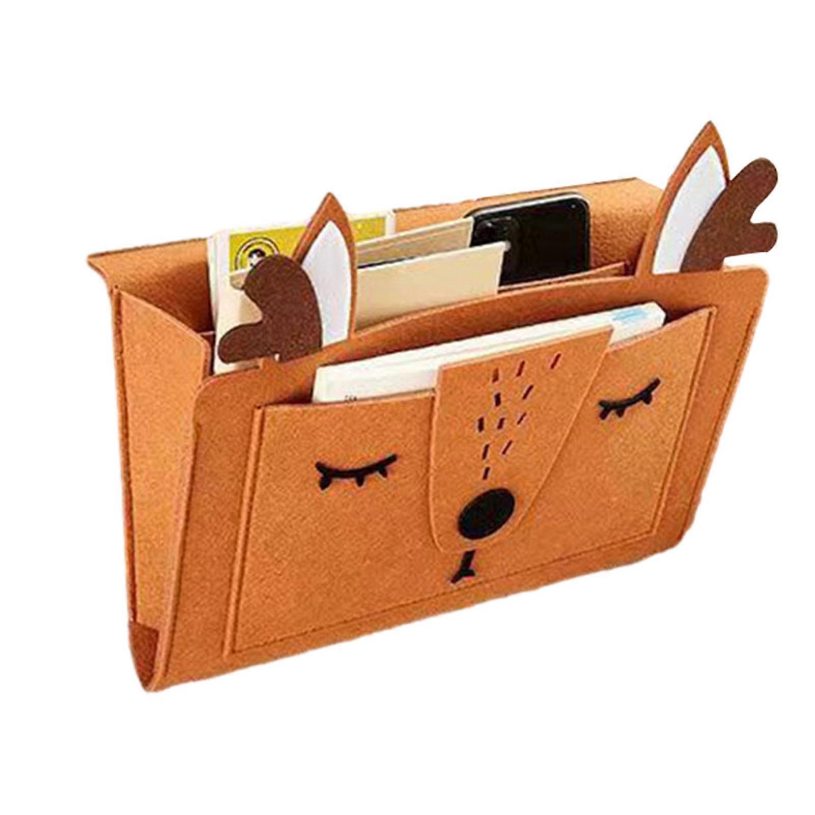 Cartoon Bedside Felt Hanging Bag Multifuntional Portable Bed Hangs Pouch for Bedroom