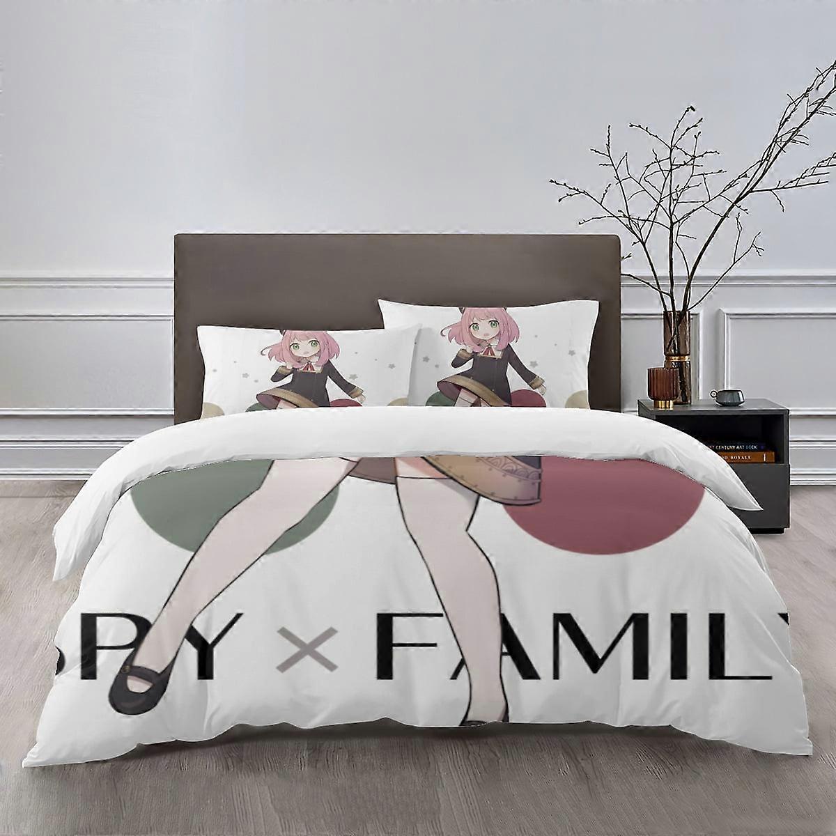 ملاءات السرير g1045 Spy X مجموعات الفراش العائلية سرير غطاء لحاف كرتوني خفيف الوزن 3 قطع مجموعات رهان للأطفال والأولاد والبنات (1 غطاء لحاف و 2 غطاء وسادة) 