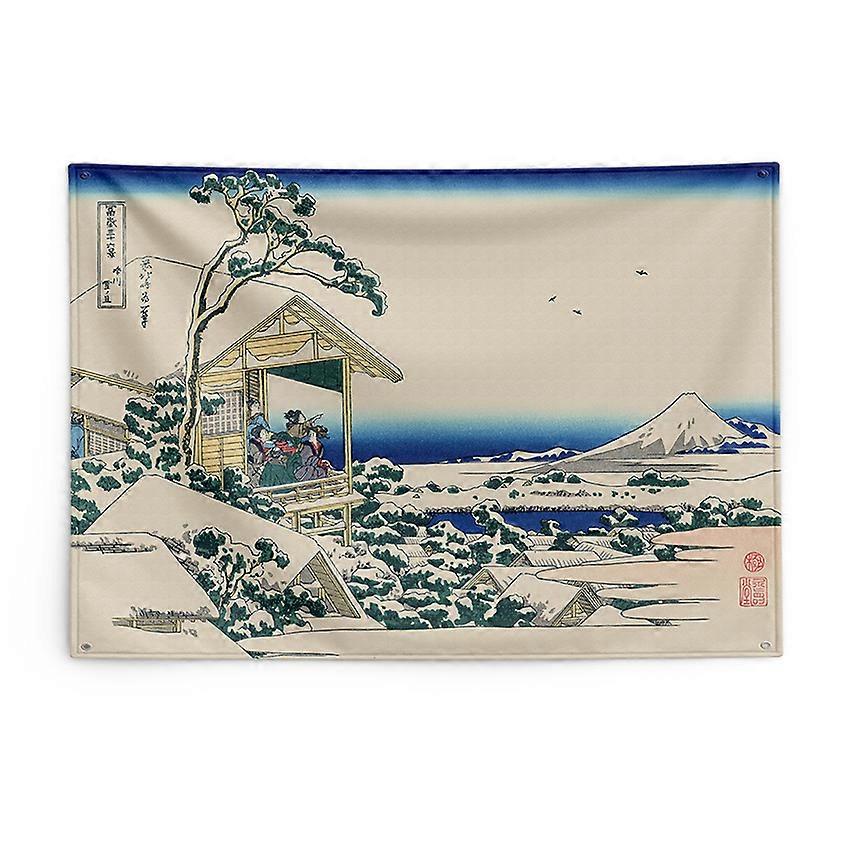 Japanese Katsushika Hokusai Tapestry Snowing Wall Hanging Cloth Parlor Home Decoration Custom Painting Canvas Poster Banner