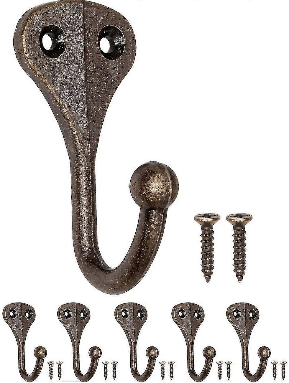 Set Of 5 Iron Coat Hooks Coat Hooks Coat Hooks Coat Hooks Brass Bronze Wall Hooks Vintage Retro Country House Style 62 X 31 Mm