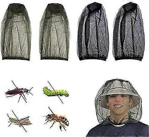 Insect Head Net Mosquito Head Net Protect From Mosquito Insect Bugblack&green4pcs)