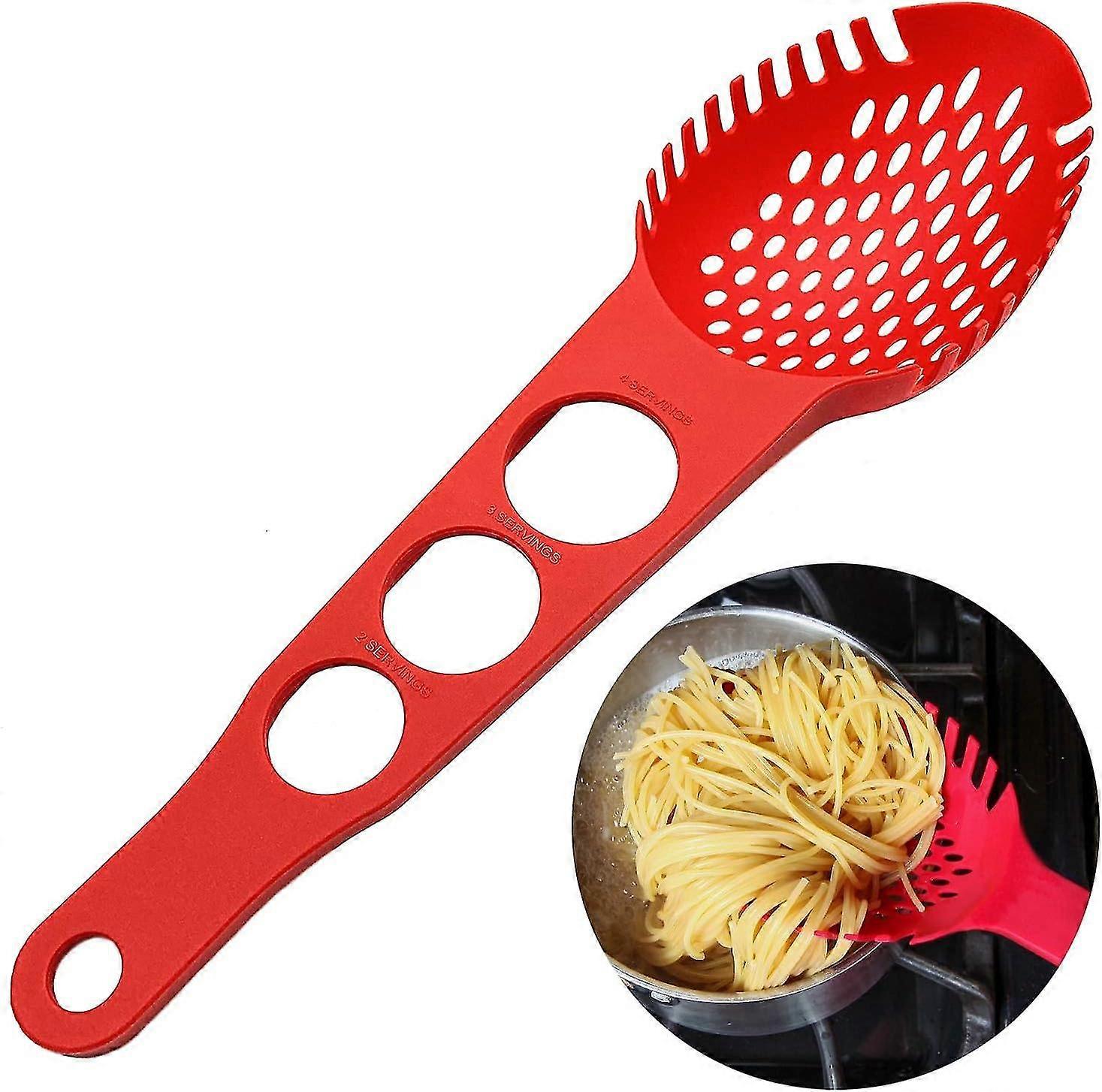 Non-stick Pasta Fork Slotted Spoon Food Strainer With Spaghetti Measure Tool