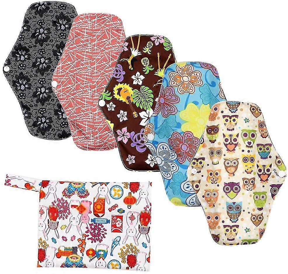 Reusable Washable Sanitary Pad, 25.5cm Menstrual Cloth Night Pads, Menstrual