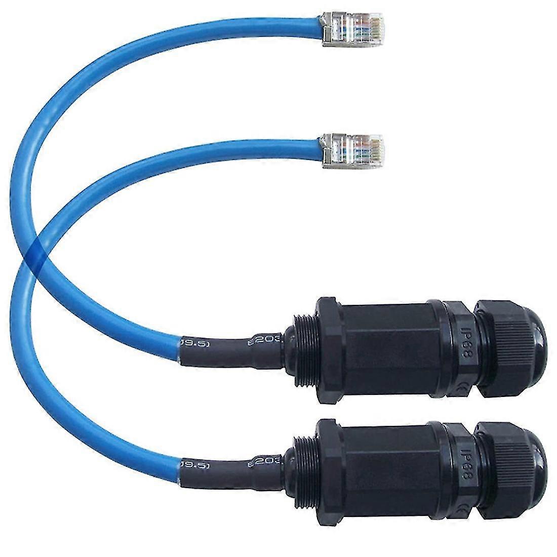 2pcs M22 Rj45 Waterproof Cat5/5e/6 8p8c Connector Ip67 Ethernet Lan Cable Connector Double Head Wit
