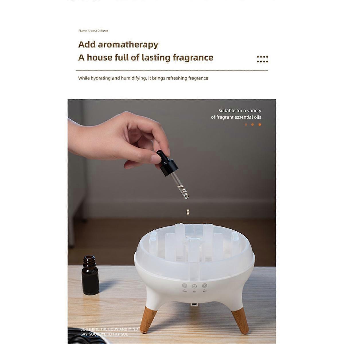 Essential Oil Diffuser 350ml Cool Mist Diffuser Humidifier with Flame & Volcano Waterless Auto-Off