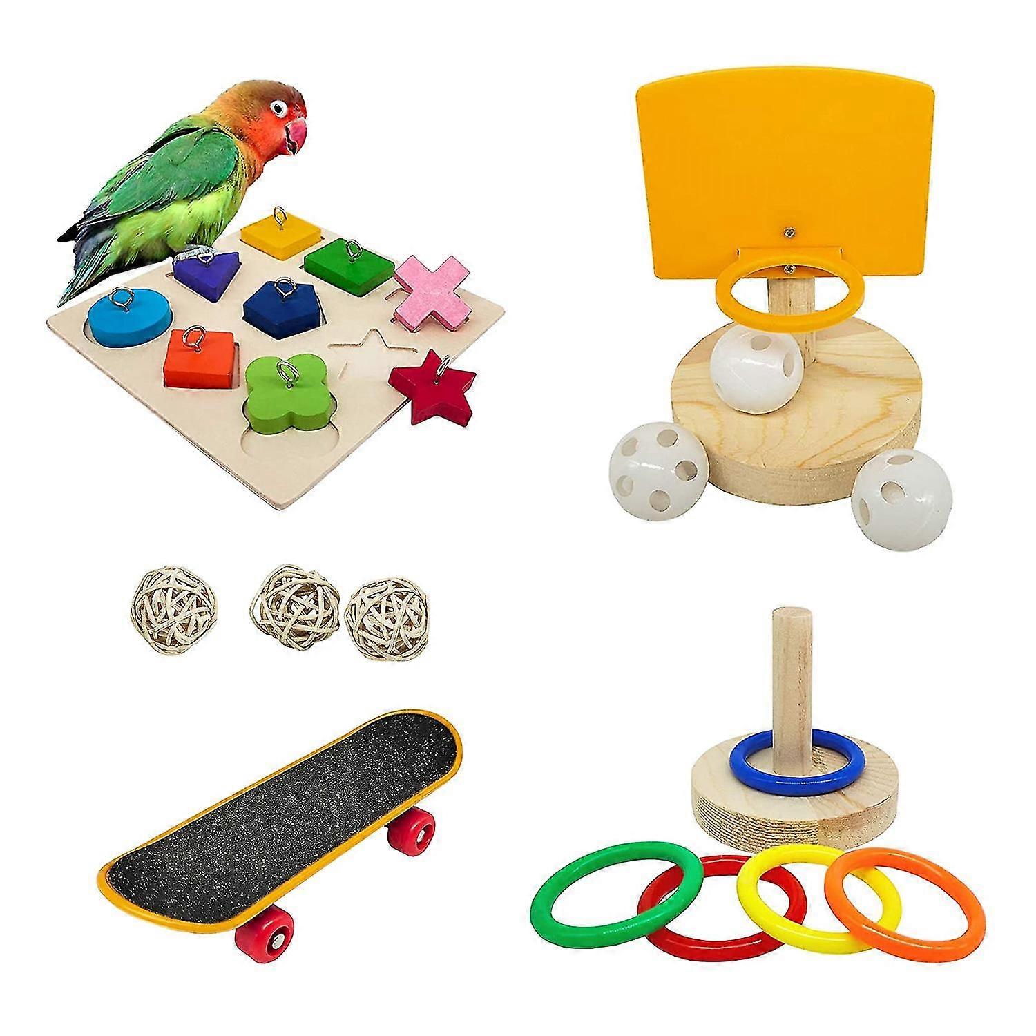Bird Toys For Parakeets,parrot Toys Set Stacking Toy,parrot Wooden Block Puzzles Toy,parakeet Toys