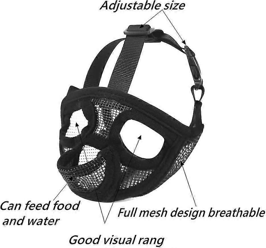 Petemoo Short Snout Dog Muzzle- Adjustable Breathable Mesh Bulldog Muzzle For Biting Chewing Barking Dog Mask