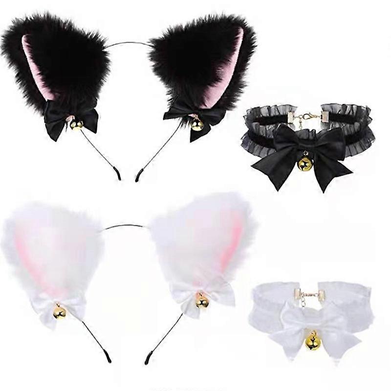 2sets Cat Ears Headbands collars Costume