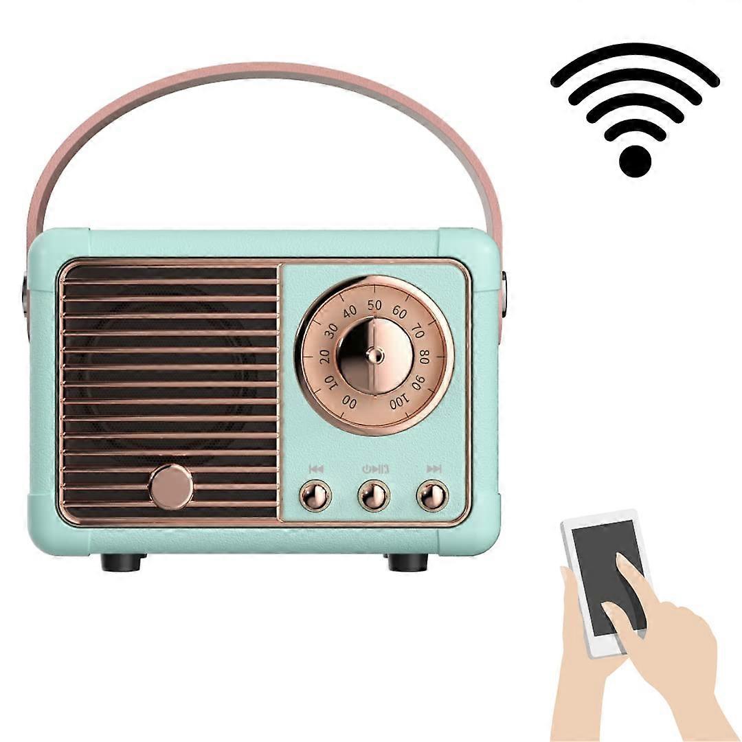 Naroote Cassa Bluetooth Retrò Portatile - Design Vintage Verde, Stereo HiFi, Bluetooth 5.0, 3 Ore Di Autonomia, Lettore USB/MicroSD